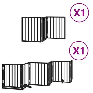 vidaXL fekete ny&aacute;rfa 9 paneles &ouml;sszecsukhat&oacute; kutyakapu ajt&oacute;val 450 cm