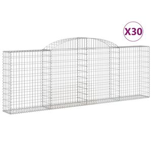 vidaXL 30 db &iacute;ves horganyzott vas gabion kos&aacute;r 300 x 30 x 100/120 cm