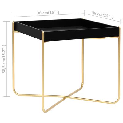 vidaXL fekete és aranyszínű MDF kisasztal 38 x 38 x 38,5 cm
