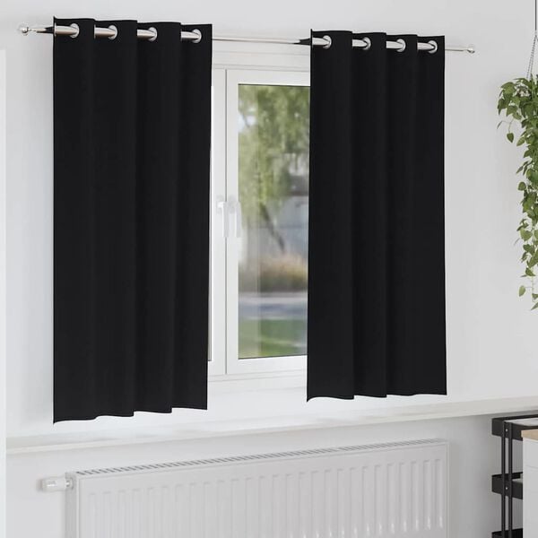 vidaXL Fekete F&uuml;gg&ouml;ny Gyűrűkkel 2 pcs Fekete 175 x 140 cm Poli&eacute;szter