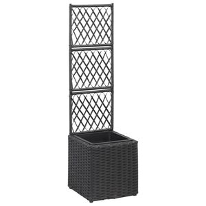 vidaXL fekete r&aacute;csos polyrattan magas&aacute;gy&aacute;s 1 kasp&oacute;val 30 x 30 x 107 cm