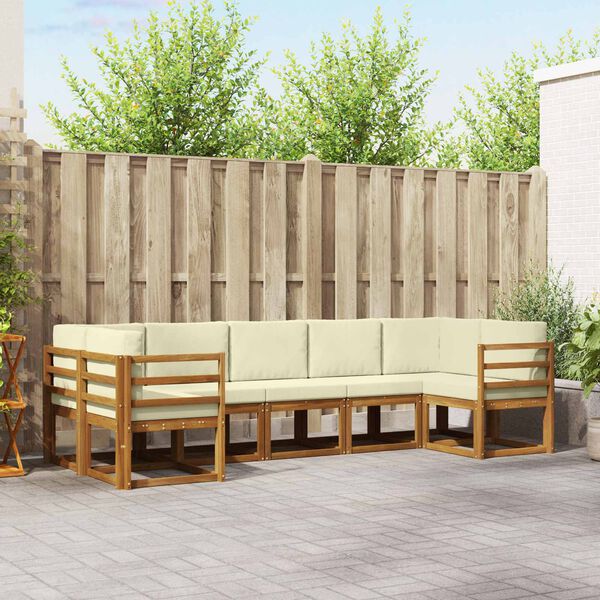 vidaXL K&uuml;lt&eacute;ri kanap&eacute; szett p&aacute;rn&aacute;val 7 pcs Term&eacute;szetes &eacute;s kr&eacute;msz&iacute;nű