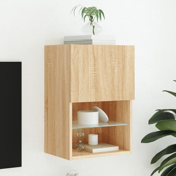 vidaXL sonoma t&ouml;lgy sz&iacute;nű TV-szekr&eacute;ny LED-l&aacute;mp&aacute;kkal 40,5x30x60 cm