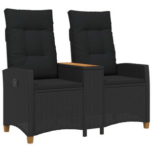 vidaXL D&ouml;nthető pad asztallal Fekete 126 x 65 x 112 cm polirattan