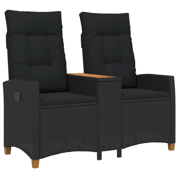 vidaXL D&ouml;nthető pad asztallal Fekete 126 x 65 x 112 cm polirattan