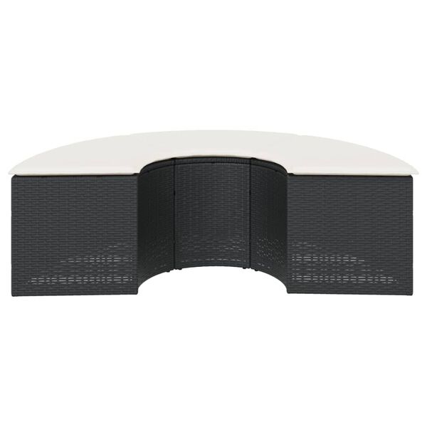 vidaXL fekete polyrattan kerti lábtartó párnával