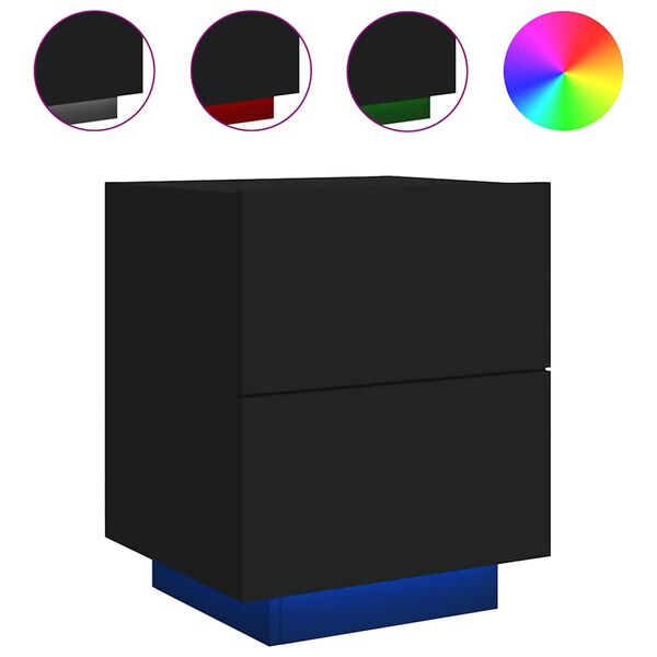 vidaXL fekete szerelt fa tálalószekrény LED-fényekkel