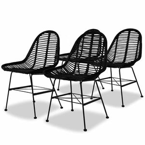 vidaXL 4 db fekete term&eacute;szetes rattan &eacute;tkezősz&eacute;k