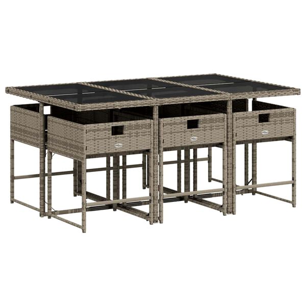 vidaXL 7 r&eacute;szes sz&uuml;rke polyrattan kerti &eacute;tkezőgarnit&uacute;ra p&aacute;rn&aacute;val