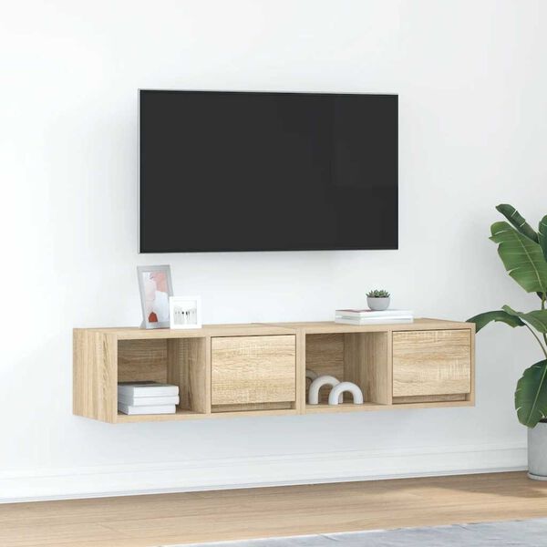 vidaXL 2 db sonoma tölgy színű szerelt fa TV-szekrény 60x31x25,5 cm