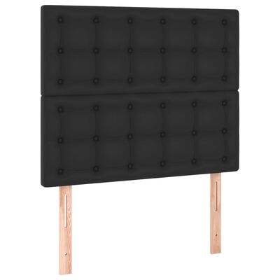 vidaXL fekete műbőr rugós ágy matraccal és LED-del 90x190 cm