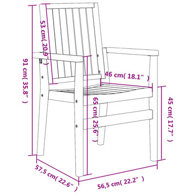 vidaXL 4 db tömör tíkfa rakásolható kerti szék 56,5 x 57,5 x 91 cm