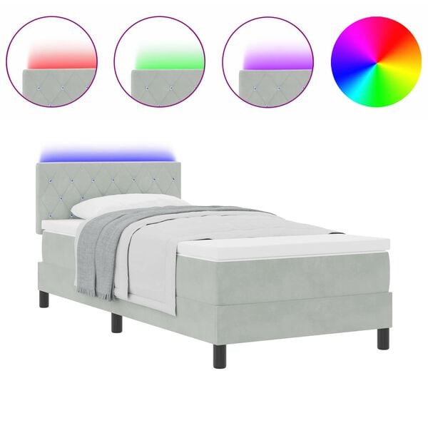 vidaXL LED Box Spring &Aacute;gy matracmal Vil&aacute;gossz&uuml;rke 90 x 190 cm B&aacute;rsony