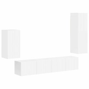 vidaXL TV szekr&eacute;ny garnit&uacute;ra 4 pcs Magas F&eacute;nyű Feh&eacute;r Faanyag