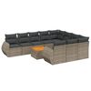 vidaXL 11 r&eacute;szes sz&uuml;rke polyrattan kerti &uuml;lőgarnit&uacute;ra p&aacute;rn&aacute;kkal