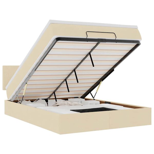 vidaXL Ottom&aacute;n &aacute;gy matraccal & LED-ek kr&eacute;m 140x190 cm sz&ouml;vet