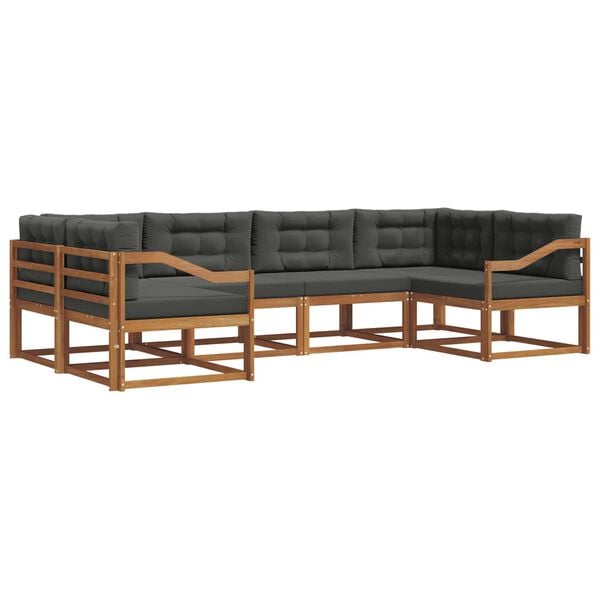 vidaXL K&uuml;lt&eacute;ri kanap&eacute; szett p&aacute;rn&aacute;val 6 pcs Term&eacute;szetes &eacute;s antracit