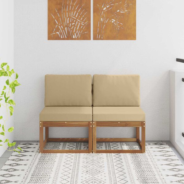 vidaXL 2 Darab K&uuml;lt&eacute;ri k&ouml;z&eacute;pső kanap&eacute; T&ouml;m&ouml;r Ak&aacute;cfa Term&eacute;szetes