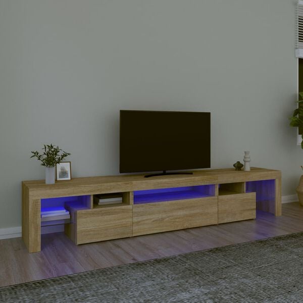 vidaXL sonoma t&ouml;lgy sz&iacute;nű TV-szekr&eacute;ny LED-l&aacute;mp&aacute;kkal 215x36,5x40 cm