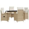 vidaXL K&uuml;lt&eacute;ri &eacute;tkező szett 5 db Beige &eacute;s Kr&eacute;msz&iacute;nű polirattan