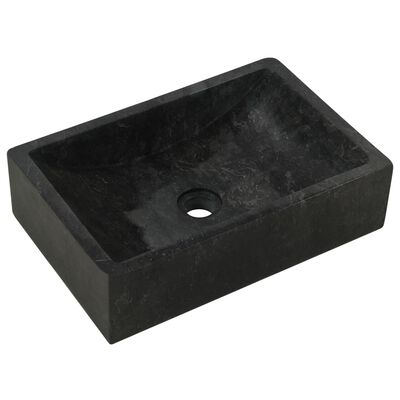 vidaXL tömör tíkfa fürdőszobaszekrény fekete márvány mosdókkal