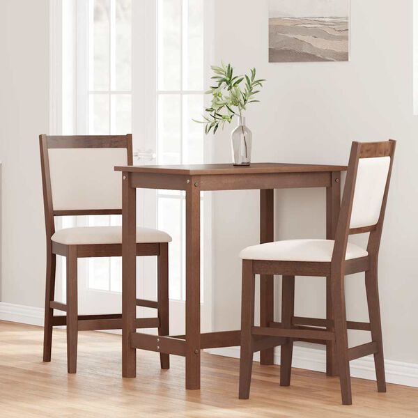 vidaXL 2 db barna tömörfa gumiból bárszékek párnákkal