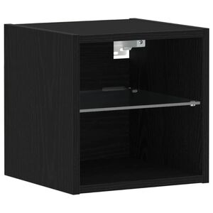 vidaXL LED Fali &Eacute;jjeli Szekr&eacute;ny Fekete 30 x 28,5 x 30 cm Szerelt Fa