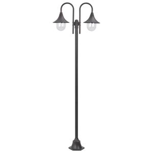 vidaXL bronzsz&iacute;nű 2-&eacute;gős alum&iacute;nium kerti &aacute;ll&oacute;l&aacute;mpa, E27, 220 cm