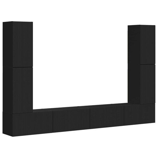 vidaXL TV szekr&eacute;ny garnit&uacute;ra 8 pcs Fekete Faanyag