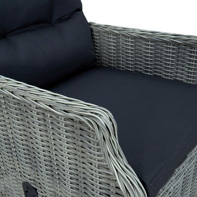 vidaXL világosszürke dönthető polyrattan kerti szék párnákkal