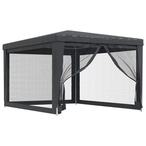 vidaXL antracit HDPE rendezv&eacute;nys&aacute;tor 4 h&aacute;l&oacute;s oldalfallal 3x4 m