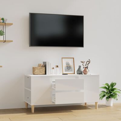 vidaXL fehér magasfényű szerelt fa TV-szekrény 102x44,5x50 cm
