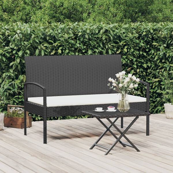 vidaXL fekete polyrattan kerti pad p&aacute;rn&aacute;val 105 cm