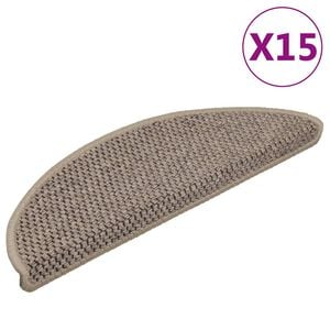 vidaXL 15 db sziz&aacute;l hat&aacute;s&uacute; s&ouml;t&eacute;t b&eacute;zssz&iacute;nű l&eacute;pcsőszőnyeg 56x17x3 cm