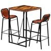 vidaXL 3 r&eacute;szes &uacute;jrahasznos&iacute;tott t&ouml;m&ouml;r fa / val&oacute;di kecskebőr b&aacute;rszett