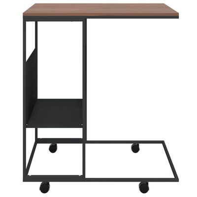 vidaXL fekete szerelt fa kisasztal kerekekkel 55x36x63,5 cm