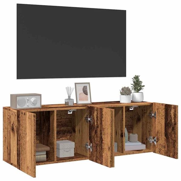 vidaXL 2 db antik fa színű falra szerelhető TV-szekrény 60 x 30 x 41cm