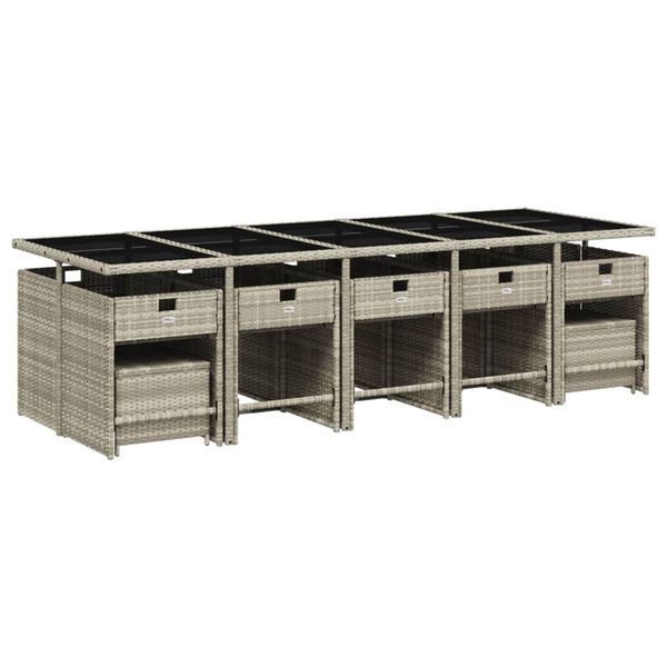 vidaXL 15 r&eacute;szes sz&uuml;rke polyrattan kerti &eacute;tkezőgarnit&uacute;ra p&aacute;rn&aacute;kkal