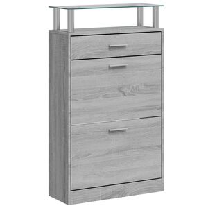 vidaXL sz&uuml;rke sonoma sz&iacute;nű szerelt fa cipősszekr&eacute;ny 63x24x104 cm