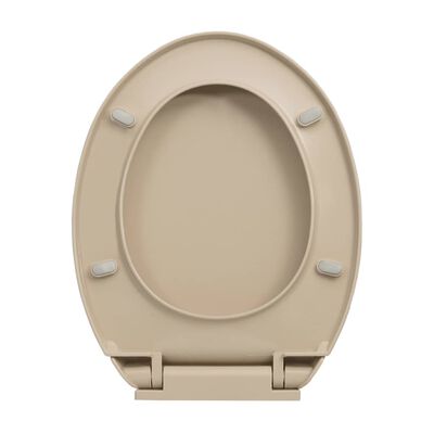 vidaXL bézs ovális gyorsan szerelhető WC-ülőke lassan csukódó fedéllel
