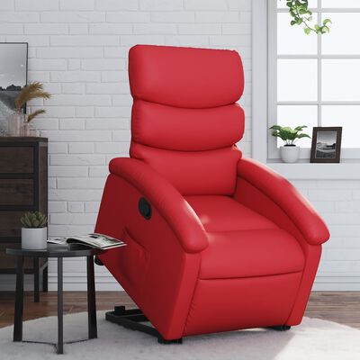 vidaXL piros műbőr felállást segítő dönthető fotel