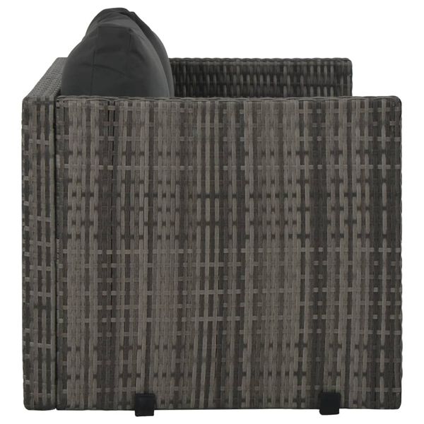 vidaXL 3-részes szürke polyrattan kültéri étkezőszett párnákkal