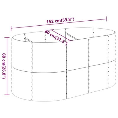 vidaXL antracitszürke porszórt acél kerti magaságyás 152x80x68 cm