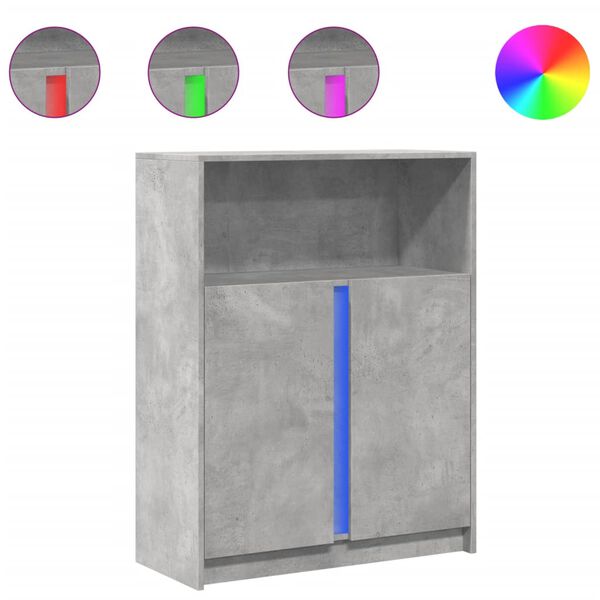 vidaXL betonsz&uuml;rke szerelt fa t&aacute;lal&oacute;szekr&eacute;ny LED-del 77 x 34 x 100 cm