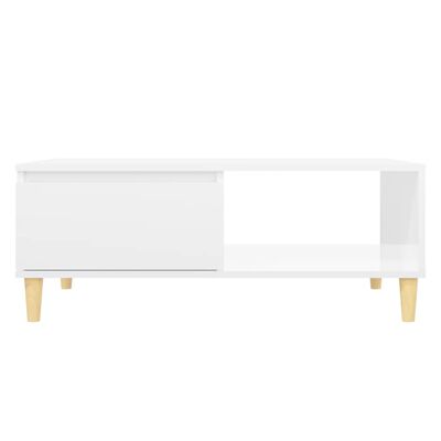 vidaXL magasfényű fehér forgácslap dohányzóasztal 90 x 60 x 35 cm