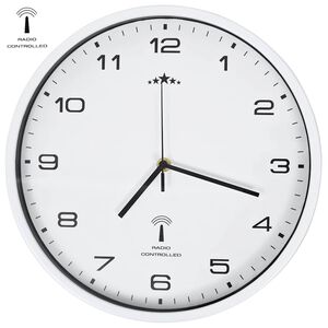 vidaXL feh&eacute;r sz&iacute;nű r&aacute;di&oacute;vez&eacute;relt fali&oacute;ra kvarcszerkezettel 31 cm