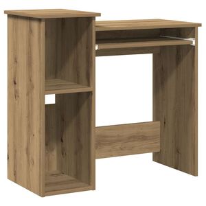 vidaXL k&eacute;zműves t&ouml;lgy szerelt fa &iacute;r&oacute;asztal polcokkal 84x40x78 cm