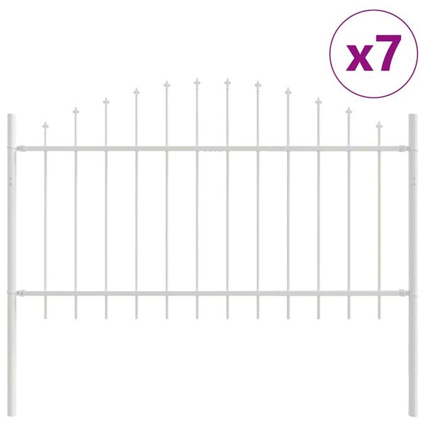 vidaXL Kerti Kerítés 7 pcs Fehér 170 x 140 cm Porszórt acél