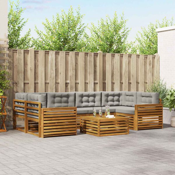 vidaXL K&uuml;lt&eacute;ri kanap&eacute; szett 7 pcs Term&eacute;szetes &eacute;s Vil&aacute;gossz&uuml;rke