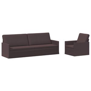 vidaXL Kanap&eacute; Szett 2 pcs S&ouml;t&eacute;t Barna Sz&ouml;vet